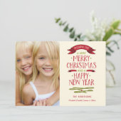 Joyeux salutations Red Banner Carte photo de vacan (Debout devant)