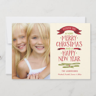 Joyeux salutations Red Banner Carte photo de vacan