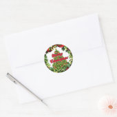 Joyeux sapin de Noël dans un autocollant rond de c (Enveloppe)