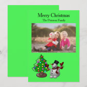 Joyeux sapin de Noël et carte plat 3D Snowman (Devant / Derrière)