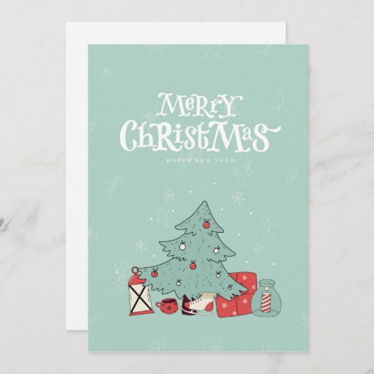 Joyeux sapin de Noël et présente une carte de vaca (Devant / Derrière)