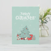 Joyeux sapin de Noël et présente une carte de vaca (Debout devant)