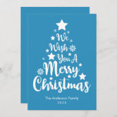 Joyeux sapin de Noël Forme bleue Carte de Noël (Devant / Derrière)