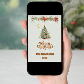 Joyeux sapin de Noël garland sauge carte verte