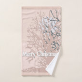 Joyeux sapin silhouette de Noël en bei rose vif (Serviette à main)