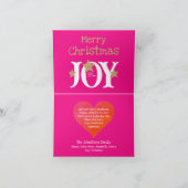 Joyeux script de Noël Carte de vacances rose tenda (Intérieur)