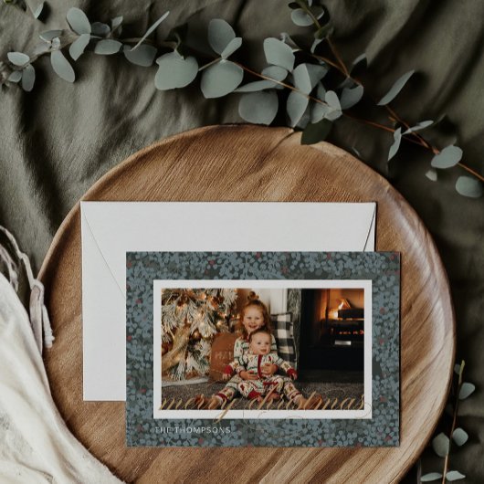 Joyeux script de Noël & Carte photo de baies