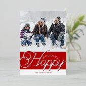 Joyeux Script de vacances Rouge & argent Photo Noë (Debout devant)