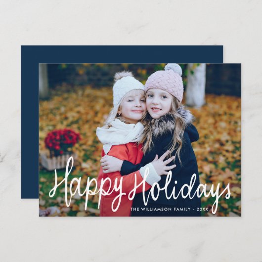 Joyeux script de vacances superposer carte photo d (Devant / Derrière)