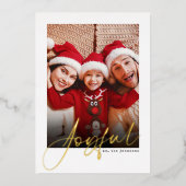Joyeux Script Photo Gold Foil Carte de vacances (Recto)