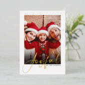 Joyeux Script Photo Gold Foil Carte de vacances (Debout devant)