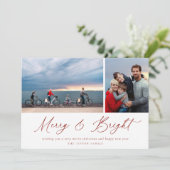 Joyeux script rouge et Carte photo lumineux (Debout devant)