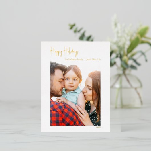 Joyeux Script Vacances Vertical Photo Or (Debout devant)