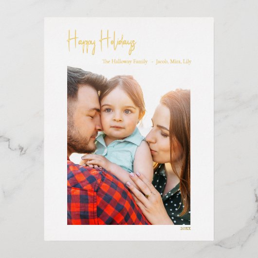 Joyeux Script Vacances Vertical Photo Or (Recto)