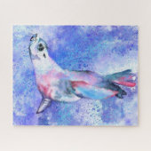 Joyeux Seal nage peinture de puzzle (Horizontal)