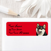Joyeux Shiba Inu Chien Étiquettes de adresse japon (En situation)