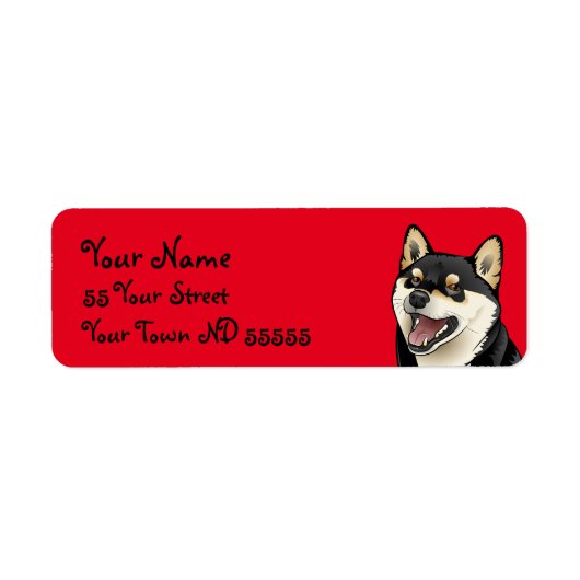 Joyeux Shiba Inu Chien Étiquettes de adresse japon (Devant)