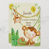 Joyeux singe Invitation d'anniversaire (Devant / Derrière)