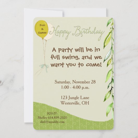 Joyeux singe Invitation d'anniversaire (Dos)