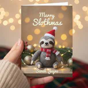 Joyeux Sloth Noël Carte de Noël Brodé de Paresseux
