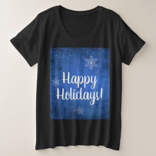 Joyeux Snowflakes de vacances sur Blue Plus Size T