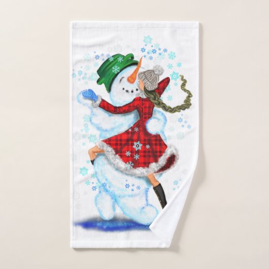 Joyeux Snowman et Fille Dance Tango fête de Noël (Serviette à main)