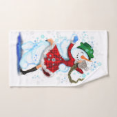 Joyeux Snowman et Fille Dance Tango fête de Noël (Serviette à main)