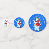 Joyeux Snowman et Fille Danser Confetti de Noël (Derrière)