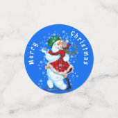 Joyeux Snowman et Fille Danser Confetti de Noël (Petit recto)