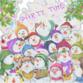 Joyeux Snowman Party Funny Sticker (Devant)