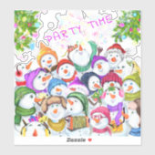 Joyeux Snowman Party Funny Sticker (Feuille)