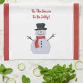 Joyeux Snowman Sur Les Serviettes De Cuisine (Plié)