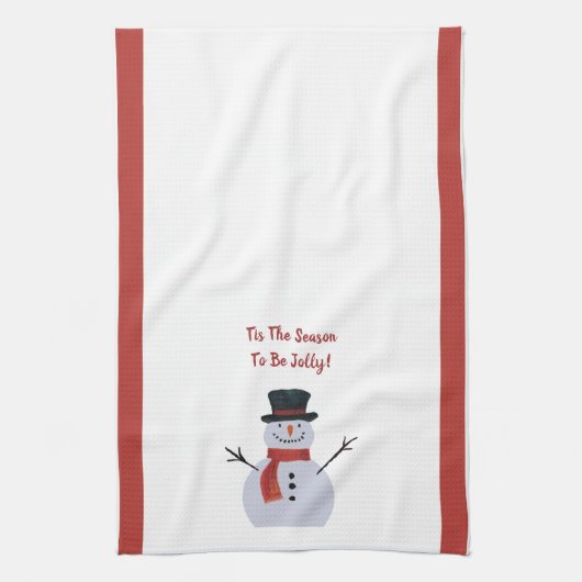 Joyeux Snowman Sur Les Serviettes De Cuisine (Vertical)