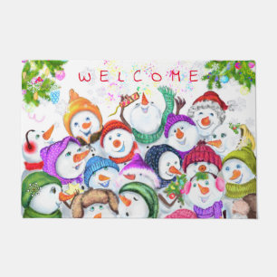 Joyeux Snowmans Joyeux tapis de Noël Bienvenue