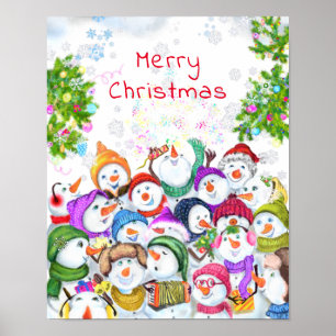 Joyeux Snowmans Poster fête de Noël
