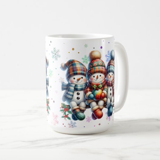 Joyeux Snowmen Fête Mug (Devant droit)