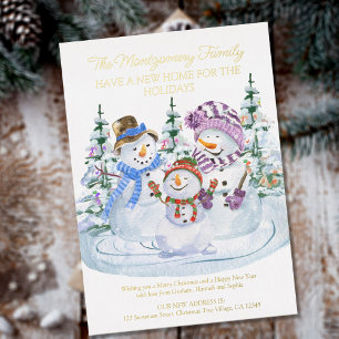 Joyeux Snowmen Nouvelle maison pour Vacances Or