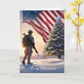 Joyeux soldat de Noël - Carte de voeux pliée (Fleur jaune)