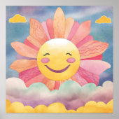 Joyeux, Soleil brillant dans les nuages Poster de (Devant)