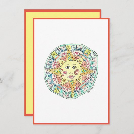 Joyeux soleil - Carte à note plate (Devant / Derrière)