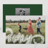 Joyeux Sparkle Main Lettré Photo Carte de Noël (Devant / Derrière)