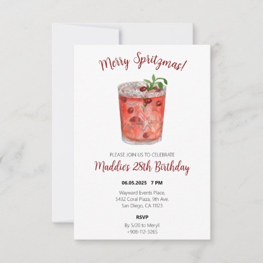 Joyeux Spritzmas Invitation de la fête de Noël (Devant)