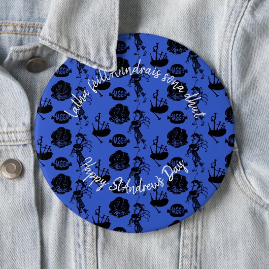 Joyeux St Andrew Day Haggis Bagpipe Nessie Badge (En situation)