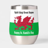 Joyeux St. David's Day Red Dragon Gallois Drapeau (Arrière)