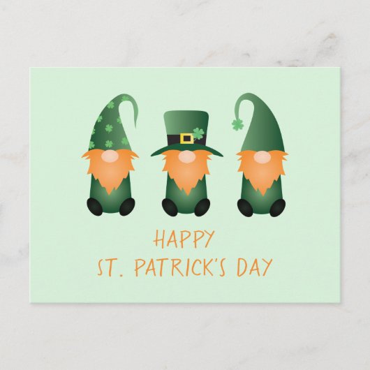 Joyeux St Patrick Gnomes Vert Orange Carte Postale (Devant)