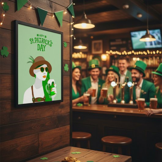 Joyeux St. Patrick’s Day Affiche Moderne Verte