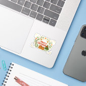 Joyeux Sticker Kiss-Cut (Ordinateur portable avec iPhone)