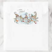 Joyeux Sticker ovale Gnomes de Noël (Sac)
