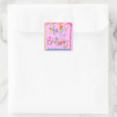 Joyeux Sticker rose Anniversaire (Sac)