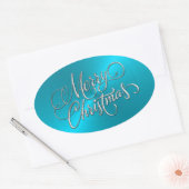 Joyeux Sticker Turquoise de Noël Revêtu (Enveloppe)